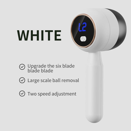 White Electric Lint Remover - Rechargeable Fabric Shaver with LCD Display