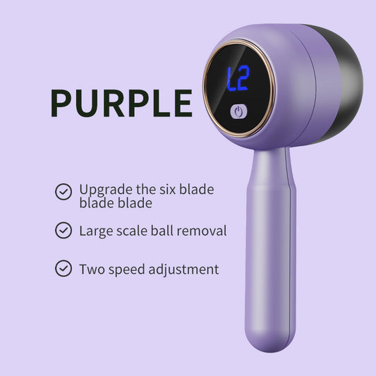 Purple Electric Lint Remover - Rechargeable Fabric Shaver with LCD Display
