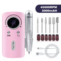Pink Professional Electric Nail Drill, 45000RPM Rechargeable Nail Grinder Polisher for Salon & Home Use