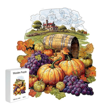 Purple grapes Thanksgiving Wooden Puzzle - Vegetable & Fruit Design, Home Decor, Educational Toy (Size M)