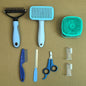 Blue 8-Piece Pet Grooming Tool Set - Brushes, Nail Clippers & More