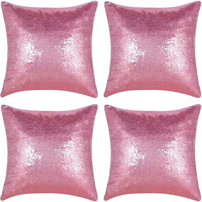 Shiny Sequin Pillowcase - Single-sided gorgeous pillowcase  (Pink pair: 40x40cm)
