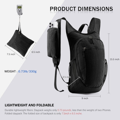 Ocean blue Lightweight Foldable Backpack - Great for Hiking and Travel Backpacks