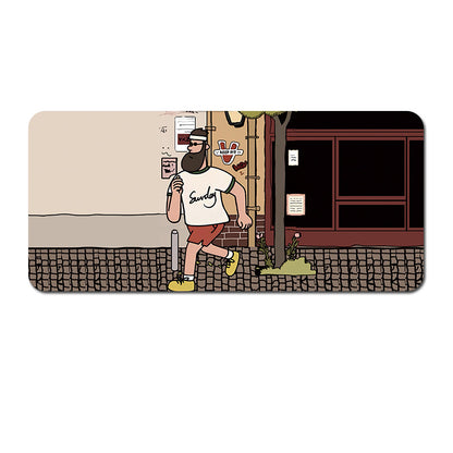 Extended Gaming Mousepad (90x40x0.4cm) - Big Beard Uncle Design, Stitched Edges - Style 5