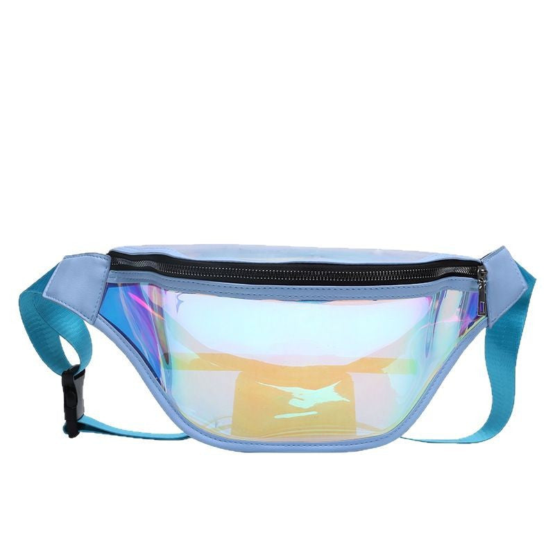Blue Transparent Waist Bag - Shiny Laser Waist Bag Crossbody Bag