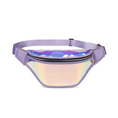 Purple Transparent Waist Bag - Shiny Laser Waist Bag Crossbody Bag