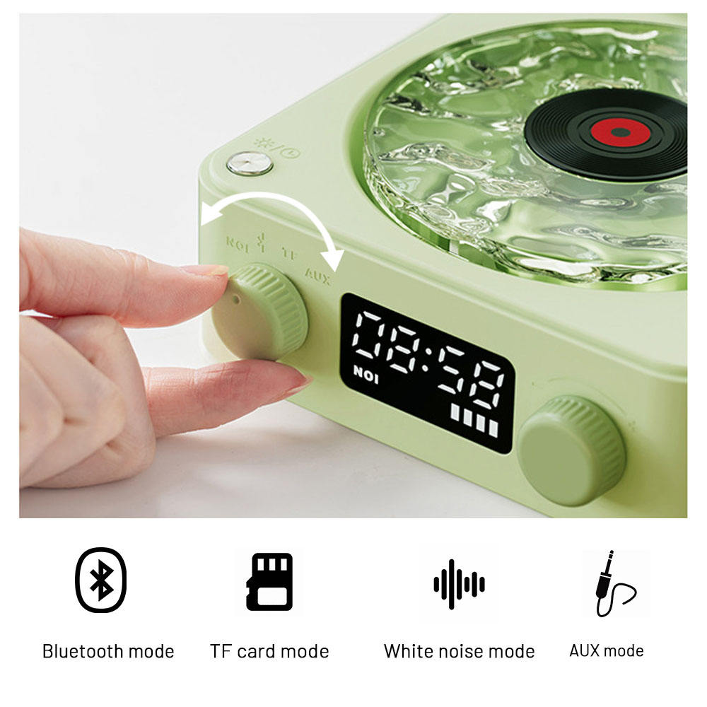 White Waves Retro Bluetooth Speaker Clock with Ambient Light Projector