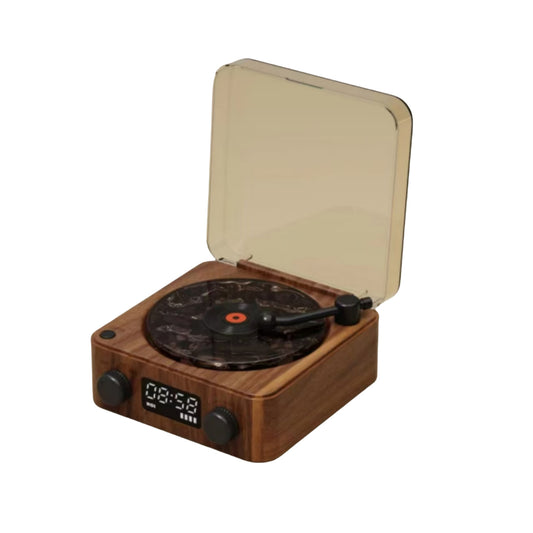 Wood Waves Retro Bluetooth Speaker Clock with Ambient Light Projector