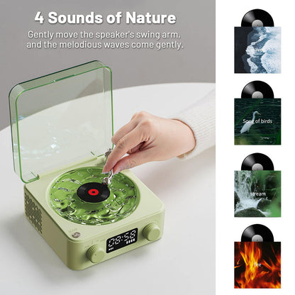 Black Waves Retro Bluetooth Speaker Clock with Ambient Light Projector