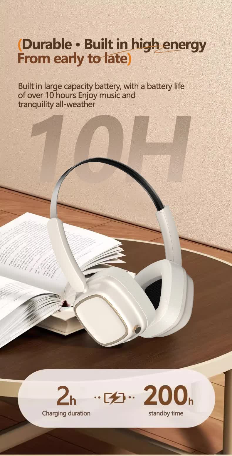 Silver And Brown Compact Retro Headphones - Wireless Bluetooth, Deep Bass, Immersive Sound