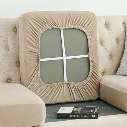 2 Pcs Khaki Elegant Polyester Sofa Cover - Full Protection Against Cat Scratches & Wear