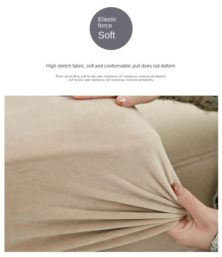 2 Pcs Khaki Elegant Polyester Sofa Cover - Full Protection Against Cat Scratches & Wear