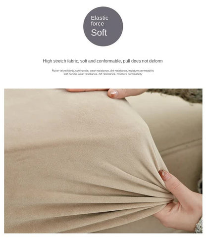 2 Pcs Khaki Elegant Polyester Sofa Cover - Full Protection Against Cat Scratches & Wear