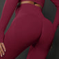Size L Claret Red Seamless High-Waisted Yoga Pants for Women - Lift Workout Leggings for Running, Gym, and Fitness