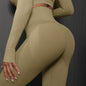 Size L Khaki Seamless High-Waisted Yoga Pants for Women - Lift Workout Leggings for Running, Gym, and Fitness