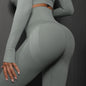 Size L Light Grey Seamless High-Waisted Yoga Pants for Women - Lift Workout Leggings for Running, Gym, and Fitness