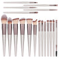 Beige 18-Piece Makeup Brush Set - Professional Synthetic Fiber Brushes with Wooden Handles for Flawless Beauty
