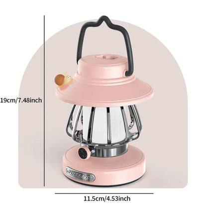 Green Retro Snail Night Light - Portable Rechargeable Camping Lantern with Hook, 3-Color Dimming