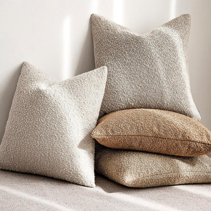 2 Pcs White Luxury Boucle Pillow Cover - Solid Color Faux Shearling Cushion Case for Sofa, 45x45cm, 230g (Pillow Insert Not Included)
