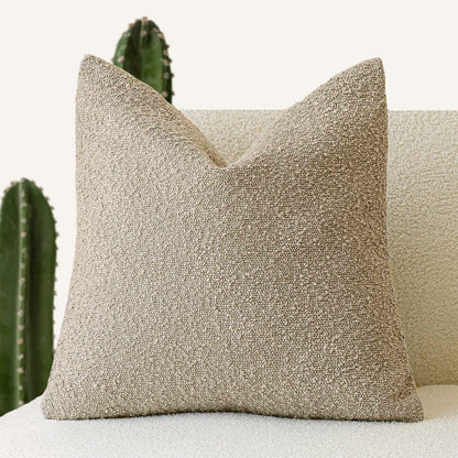 2 Pcs Light Brown Luxury Boucle Pillow Cover - Solid Color Faux Shearling Cushion Case for Sofa, 45x45cm, 230g (Pillow Insert Not Included)