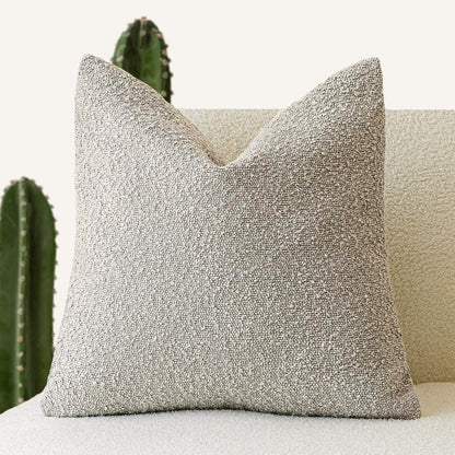 2 Pcs Oatmeal Luxury Boucle Pillow Cover - Solid Color Faux Shearling Cushion Case for Sofa, 45x45cm, 230g (Pillow Insert Not Included)