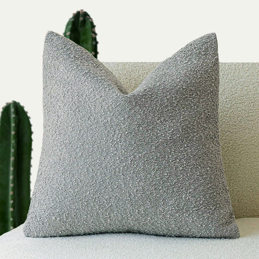 2 Pcs Grey Luxury Boucle Pillow Cover - Solid Color Faux Shearling Cushion Case for Sofa, 45x45cm, 230g (Pillow Insert Not Included)