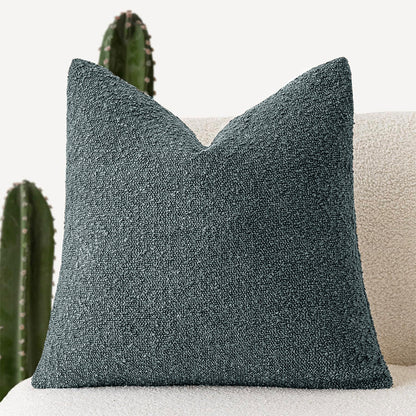 2 Pcs Gray Blue Luxury Boucle Pillow Cover - Solid Color Faux Shearling Cushion Case for Sofa, 45x45cm, 230g (Pillow Insert Not Included)