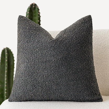 2 Pcs Dark Gray Luxury Boucle Pillow Cover - Solid Color Faux Shearling Cushion Case for Sofa, 45x45cm, 230g (Pillow Insert Not Included)
