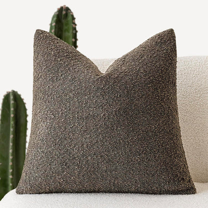2 Pcs Brown Luxury Boucle Pillow Cover - Solid Color Faux Shearling Cushion Case for Sofa, 45x45cm, 230g (Pillow Insert Not Included)