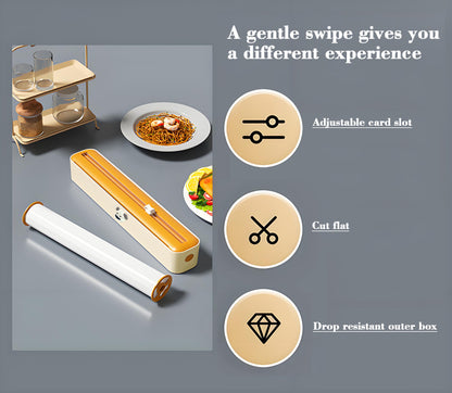 2 Pcs Beige And white Bidirectional Cling Film Cutter - Reusable Wrap Dispenser for Cling Film, Foil, and Parchment, 36x7x5cm (Cling Film Not Included)