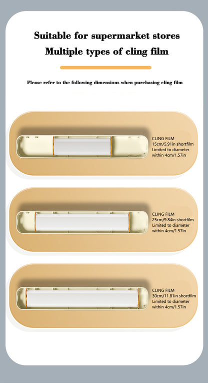2 Pcs Beige And white Bidirectional Cling Film Cutter - Reusable Wrap Dispenser for Cling Film, Foil, and Parchment, 36x7x5cm (Cling Film Not Included)