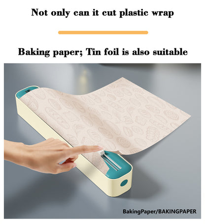2 Pcs Beige And white Bidirectional Cling Film Cutter - Reusable Wrap Dispenser for Cling Film, Foil, and Parchment, 36x7x5cm (Cling Film Not Included)