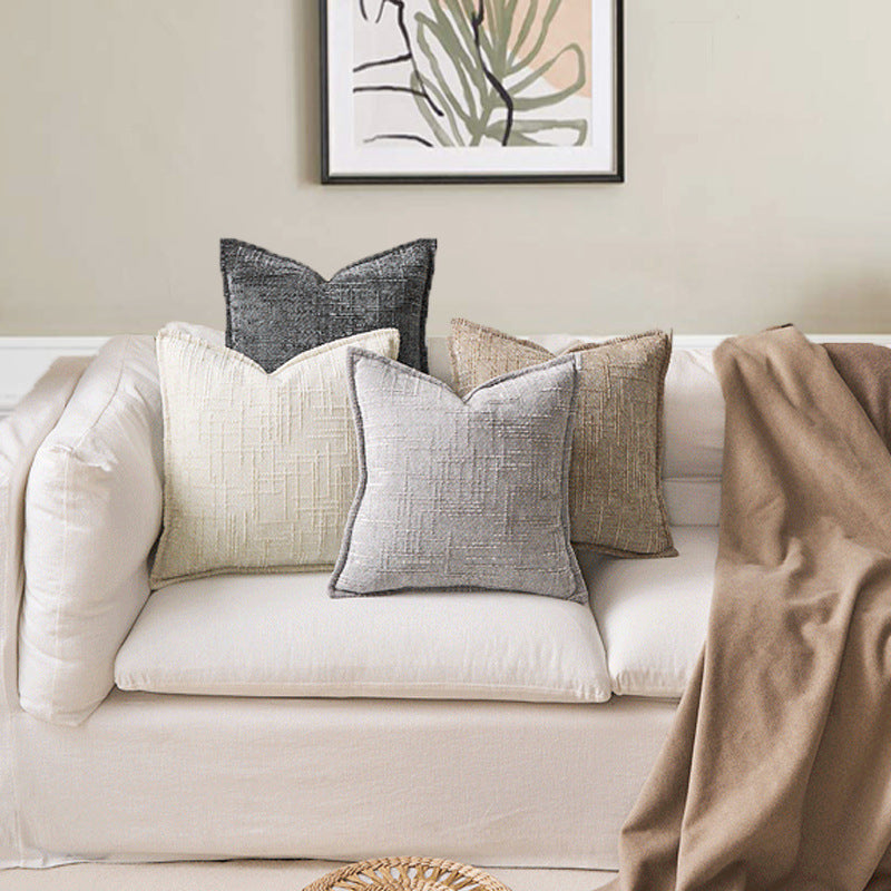 Light Grey Chenille Crosshatch Textured Pillow Covers Set of 2 - Modern Minimalist Sofa Bed Cushion Covers 45x45cm & 30x50cm(without pillow core)