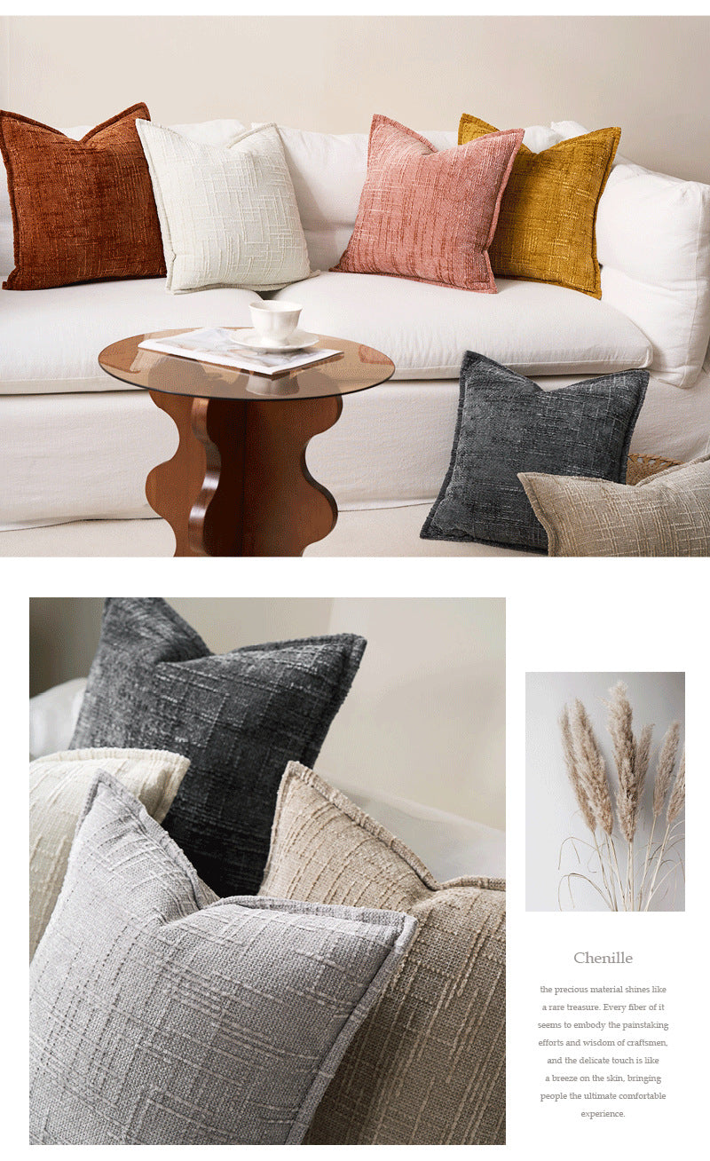 Light Grey Chenille Crosshatch Textured Pillow Covers Set of 2 - Modern Minimalist Sofa Bed Cushion Covers 45x45cm & 30x50cm(without pillow core)