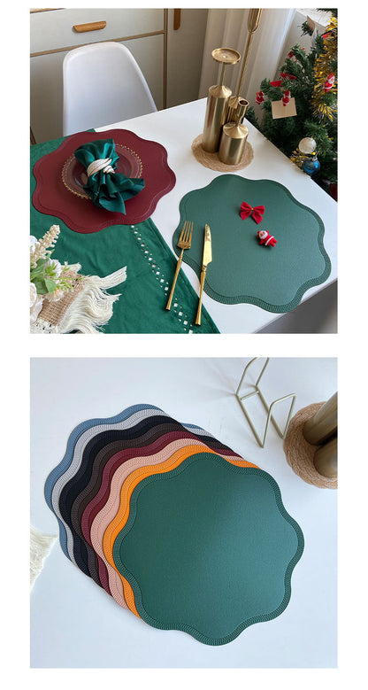 Green Nordic Style Faux Leather Placemats Set of 4 - Heat-Resistant Waterproof Table Mats 38x38cm(cutlery not included)