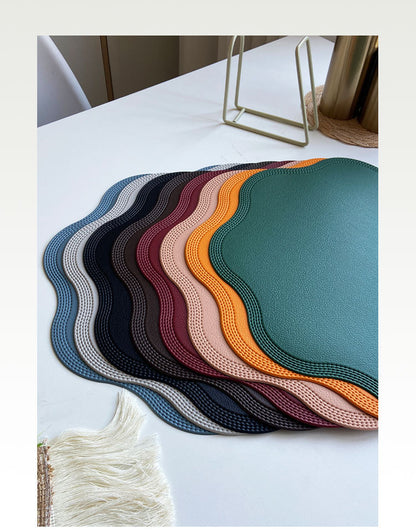 Coffee Nordic Style Faux Leather Placemats Set of 4 - Heat-Resistant Waterproof Table Mats 38x38cm(cutlery not included)
