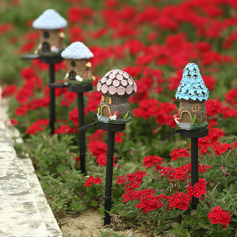Style 2 White And Red Solar Resin Garden Stake Light - Outdoor Landscape Light for Yard and Patio Decor