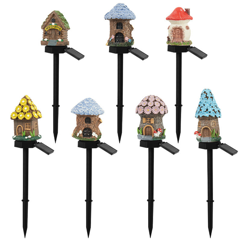 Style 2 White And Red Solar Resin Garden Stake Light - Outdoor Landscape Light for Yard and Patio Decor