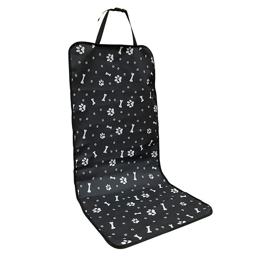 4 Pcs Black with Paw and Bone Print Waterproof Pet Car Seat Cover - Scratch-Resistant Oxford Cloth  for Dogs and Cats (106 x 49 cm)