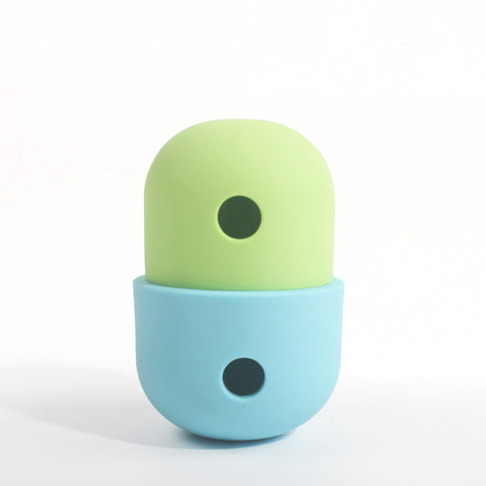 2 Pcs Green And Blue Interactive Pet Treat Dispensing Ball - Food-Grade Silicone Rolling Toy for Dogs with 1.5 cm Leakage Hole
