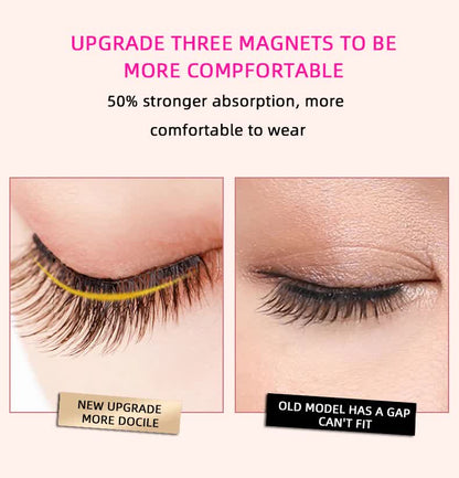 Style 6 Black Magnetic False Eyelashes Kit - 3 Pairs with Applicator Clip and Mirror Case