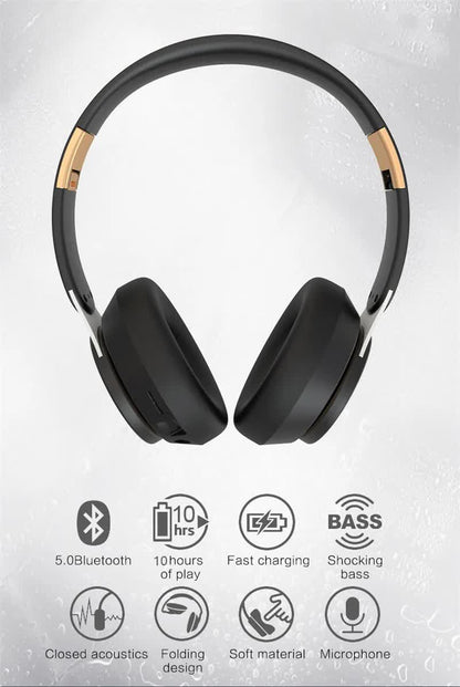 Light Green Wireless Bluetooth Headphones with Noise Reduction - Heavy Bass, Long Battery Life, TF Card Support