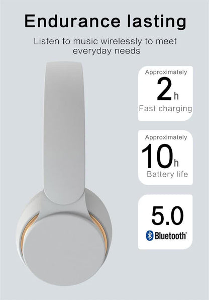 Light Green Wireless Bluetooth Headphones with Noise Reduction - Heavy Bass, Long Battery Life, TF Card Support