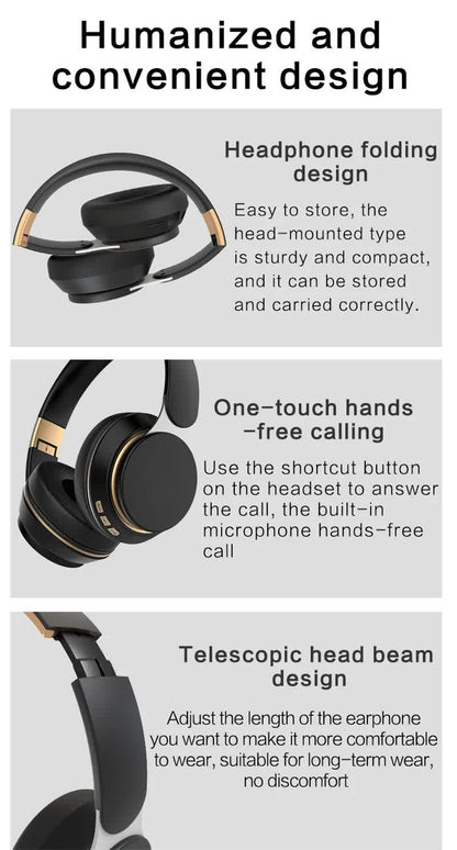 Light Green Wireless Bluetooth Headphones with Noise Reduction - Heavy Bass, Long Battery Life, TF Card Support