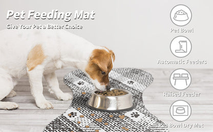 Black And White Pet Feeding Mat 50x70cm - Anti-Slip, Durable Diatom Mud Mat for Dogs and Cats, Easy to Clean