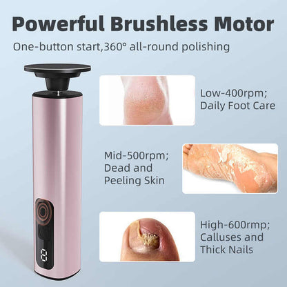 Purple Rechargeable Electric Foot File with 9 Speed Settings - Callus Remover for Smooth Feet