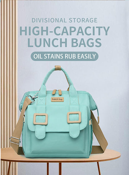 Black Multifunctional Insulated Lunch Bag for Women - Waterproof, Lightweight, and Stylish for Picnics and Outings