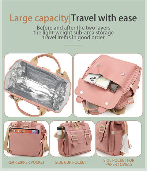 Black Multifunctional Insulated Lunch Bag for Women - Waterproof, Lightweight, and Stylish for Picnics and Outings