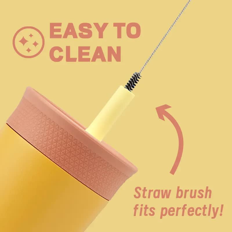 2 Pcs Yellow 12oz Insulated Tumbler with Straw - 304 Stainless Steel, BPA-Free, Leak-Proof Coffee Mug for Hot and Cold Drinks
