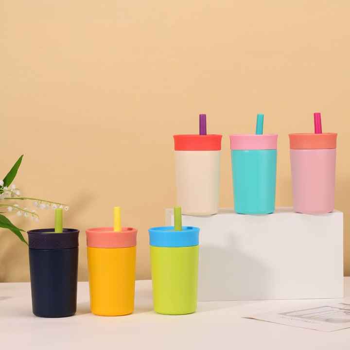2 Pcs Light Blue 12oz Insulated Tumbler with Straw - 304 Stainless Steel, BPA-Free, Leak-Proof Coffee Mug for Hot and Cold Drinks
